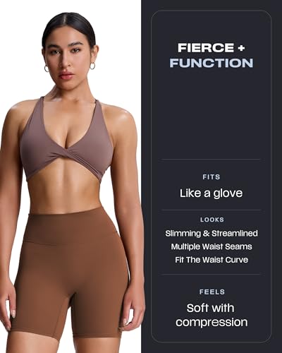 Image of Aoxjox Trinity Workout Biker Shorts for Women Tummy Control High Waisted Exercise Athletic Gym Running Yoga Shorts 6 inch