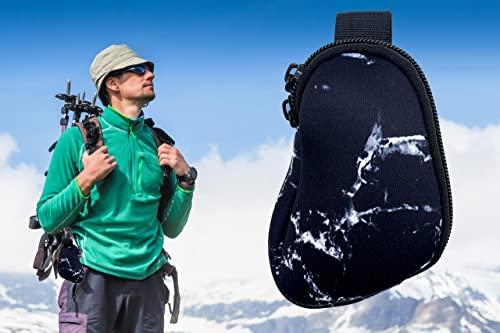 Image of Wanty Asthma Inhaler Holder Neoprene Protective Portable Carrying Bag Travel Inhaler Mini Case Sleeve for L-Shaped Inhaler, Inhaler Not Included (Marble Black), 5'' x 3''