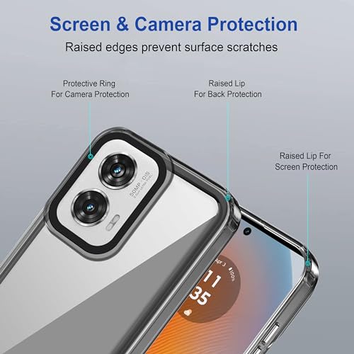 Image of amazon basics Back Case Cover for Motorola G96 5G | Compatible for Motorola G96 5G Back Cover | Case Cover with Camera Protection | (TPU + PC | Translucent Black)