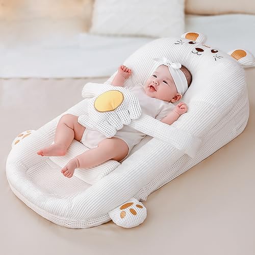 ZIXNEXKOO 2025 Baby Lounger Pillow, Nursing Pillow, Infant Breastfeeding Pillows, Reflux Pillow for Baby Breathable with Machine Washable Cover, Newborn Babies Essentials Gifts