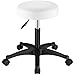 LANGRIA Sgabello Girevole Senza Schienale con Sedile Imbottito Rotondo in Altezza Regolabile per Studio, Ufficio, Bar, Salone da Parrucchiere (Bianco)