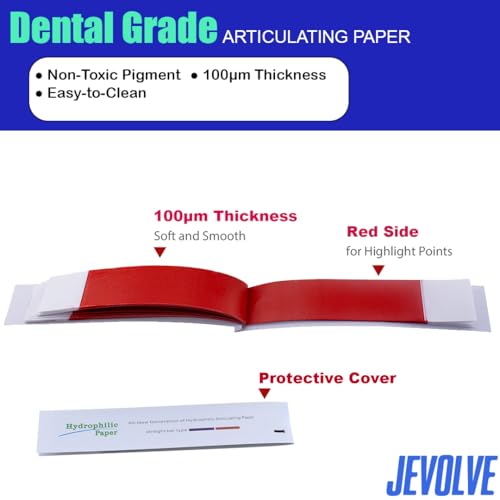 Image of 180 Sheets Dental Articulating Papers | Straight Shape Micron Bite Articulating Paper Doubled Side for Occlusal Adjustment - Thick Red
