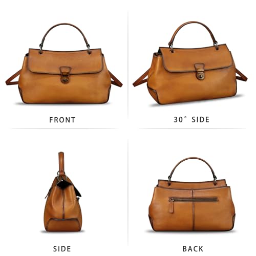 Genuine Leather Handbag Satchel for Women Retro Leather Crossbody Bag Pouch Vintage Ladies Handbag Purse - Image 5