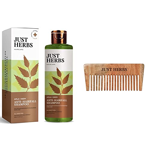 Image of Just Herbs Hair Care & Protection combo with 8 in 1 Shampoo & Neem Wooden Comb