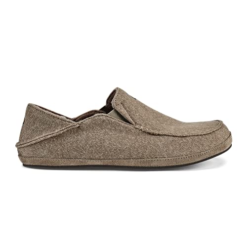 OluKai Moloa Hulu Men's Wool-Blend Slippers, Soft & Heathered Knit Slip On Shoes, Suede Leather Foxing for Maximum Comfort, Drop-In Heel Design