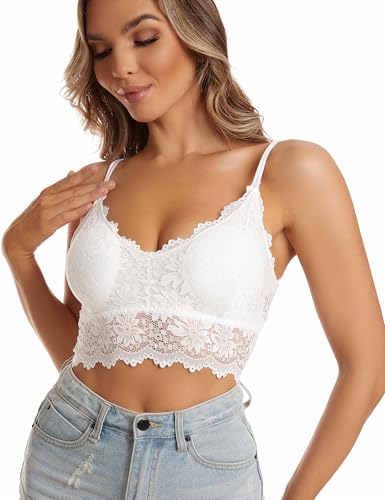 Duufin 5 Pcs Lace Bralettes for Women Bralette Padded Lace Bandeau Bra3