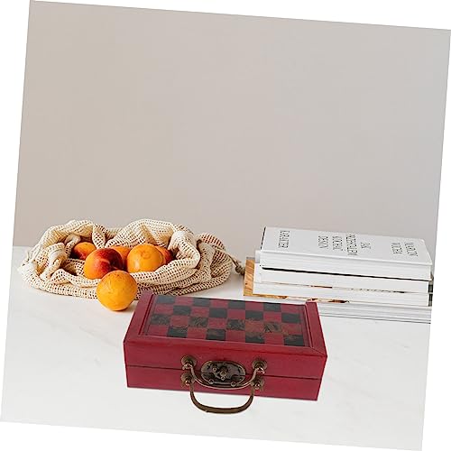 Jeu d'échecs miniature rétro rouge HANABASS pliant en bois et alliage - 5