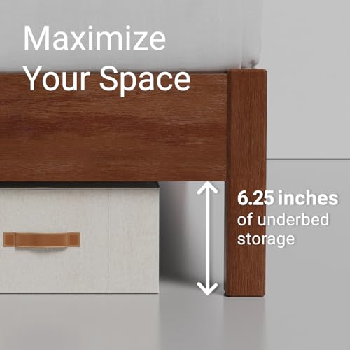 Image of LIFEMENT Signature Wood Platform Bed Frame with Headboard, Essential, Noise Free, Under Bed Storage, No Box Spring Needed, Easy Assembly (Cherry, Full)