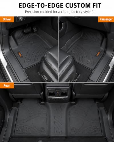 Image of Floor Mats for 2019-2026 Chevy Silverado 1500 /GMC Sierra 1500 & 2020-2026 2500HD 3500HD Crew Cab, Bucket Seats with Rear Storage, Custom Fit TPE All Weather Floor Liners