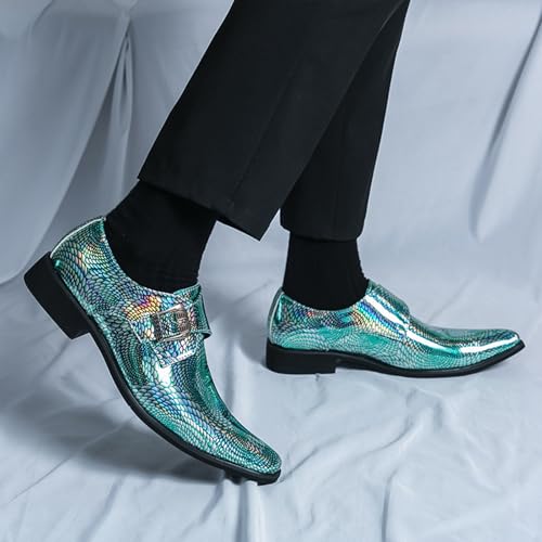 Men's Buckle Chelsea Boots,Leather Pointed Toe Slip On Retro Low Top Fashion Ballroom Party Western Cowboy Dress Boots3