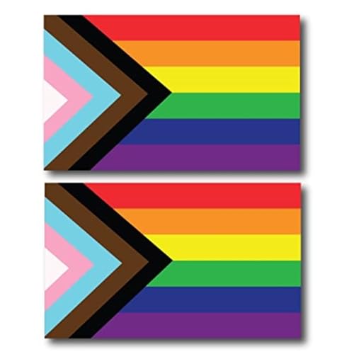 Image of Magnet Me Up Flag Progress Pride Gay Pride Rainbow Flag Magnet Decal, 3x5 Inches, 2 Pack, Heavy Duty Automotive Magnet for Car Truck SUV, in Support of LGBTQ