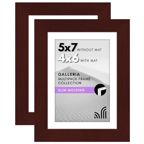Americanflat 5x7 Picture Frame 2-Pack - Matted to 4x6 - Mahogany