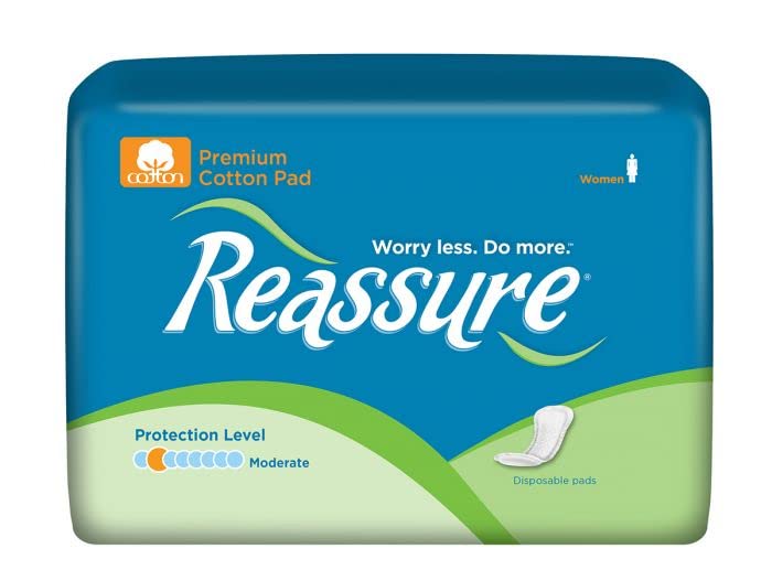 Reassure Premium Cotton Pads, Moderate Absorbency - 48 per Bag