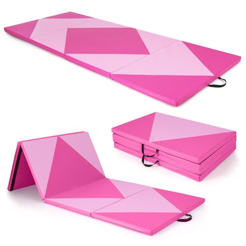 Giantex 4'x10' Gymnastics Mat, 2' Thick Folding Tumbling Mat with Carrying Handles, Foldable Gym Mat...