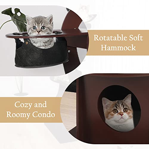 Ltmeuty Modern Wood Cat Tree - 62 In Cat Tower With Multi-Layer Platform, Tall Cat Play Houses With Cat Scratching Posts, Hammock, Climbers, Sturdy Large Cat Tree For Indoor Cats, Cat Condo Furniture #TOP2