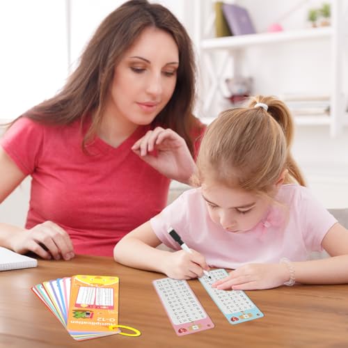 AOOHA Mathe Karten für Kinder, 60 Stück Mathematik Lernkarten mit Löschbaren Stiften, Kleine Einmaleins,Rechenhilfen Mathe für Addition, Subtraktion, Multiplikation und Division Verwendet