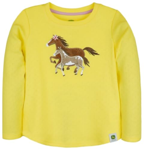 John Deere Yellow Long Sleeve Horse and Colt Running T-Shirt Sizes 2T 3T 4T
