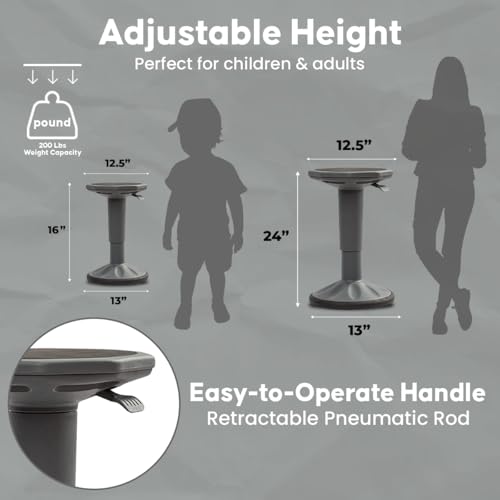 Image of Adjustable Wobble Stool - Wobble Chair Middle and High School Students - Flexible Seating for Classrooms - Adjusts from 17 inch - 23 inch