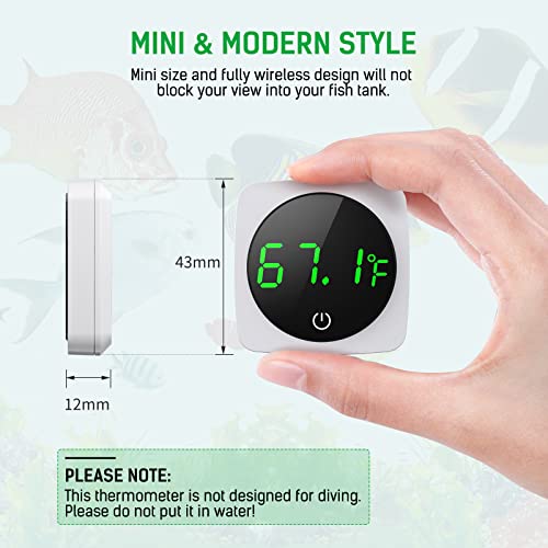 Digital Aquarium Thermometer, Paizoo Led Display Thermometer For Aquarium Fish Tank, High Accurate To ±0.9°F, Touch & Sleep Mode, Thermometer With Temperature Sensor On The Back For Fish, Turtles #TOP6