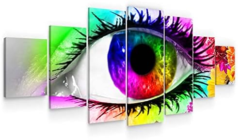 Startonight Huge Canvas Wall Art Colorful Eye - Large Framed Set of 7 40" x 95"