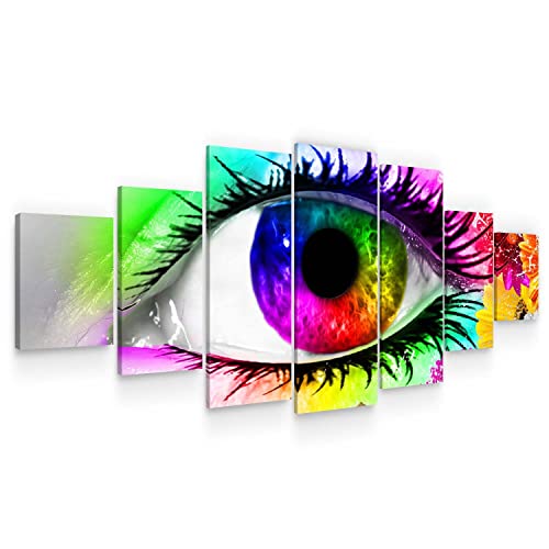 Startonight Huge Canvas Wall Art Colorful Eye - Large Framed Set Of 7 40" X 95" #TOP5