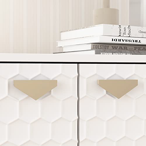 Ecacad Modern Sideboard Buffet Storage Cabinet With Stylish Pattern, 4 Doors & 4 Storage Compartments, Kitchen Cupboard Console Cabinet With Metal Legs For Living Room, Entryway, White #TOP4