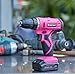 Pink Cordless Drill Set - Electric Screwdriver Cordless Drill Kit for Women - 12V Rechargeable Li-Ion Battery - Storage Case, Bits, Drills & Safety Glasses - Gift for Mom, Sister or Wife