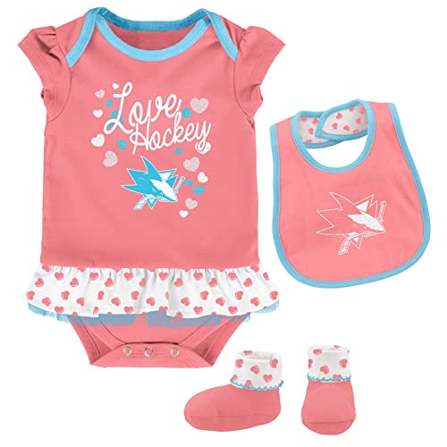 Image of Outerstuff NHL Infant Girls (12M-24M) Pink Hearts Love Hockey Clothing Set