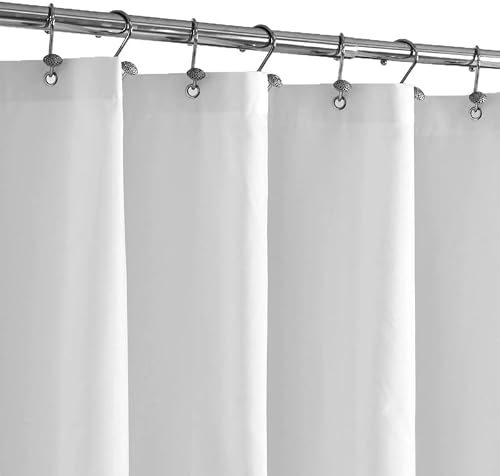 OHLI Fabric Shower Curtain, Linen Textured Heavy Duty Polyester Cloth Shower Cur