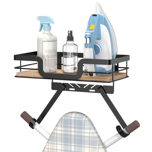 PAROTO Ironing Board Holder Wall Mount Laundry Room Organization Storage Black T&V Shaped Space Saving Ironing Board Hanger for Laundry Room Decor and Accessories