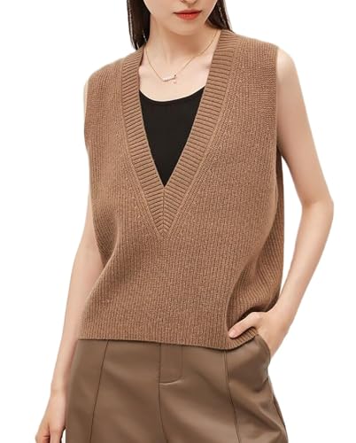 Womens Deep V Neck Sweater Vest Casual Knitted Tank Tops Sleeveless Sweater Ribbed Pullover Knitwear4