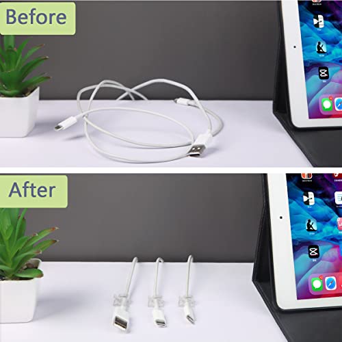60PCS Cable Clips, KGROTE Outdoor Wire Clips Adhesive Cable Hooks Cord Organizer Holder Christmas Light Clips for Desk, Wall Cable Management, String Lights, Fairy Lights, Decorations Hanging - Clear - Thumbnail 3