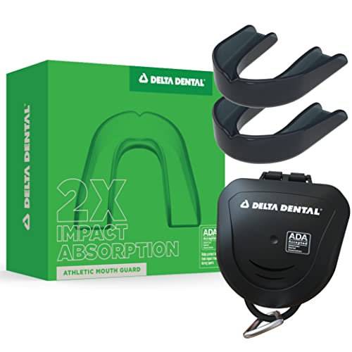 Delta Dental Athletic Sports Mouth Guard - Ada Accepted - 2X The Impact Absorption Of Traditional Mouthguards For Contact Sports - Works With Braces (Adult, Black) 2 Pack #TOP24