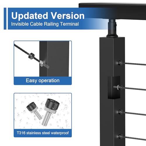 Terminales de barandilla de cable negro CKE de 1/8 con 50 anclajes 5
