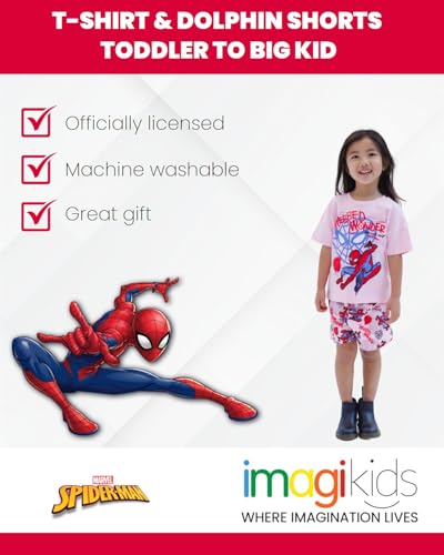 Image of Marvel Girls T-Shirt and French Terry Shorts Outfit Set Toddler to Big Kid Sizes (2T - 14-16)