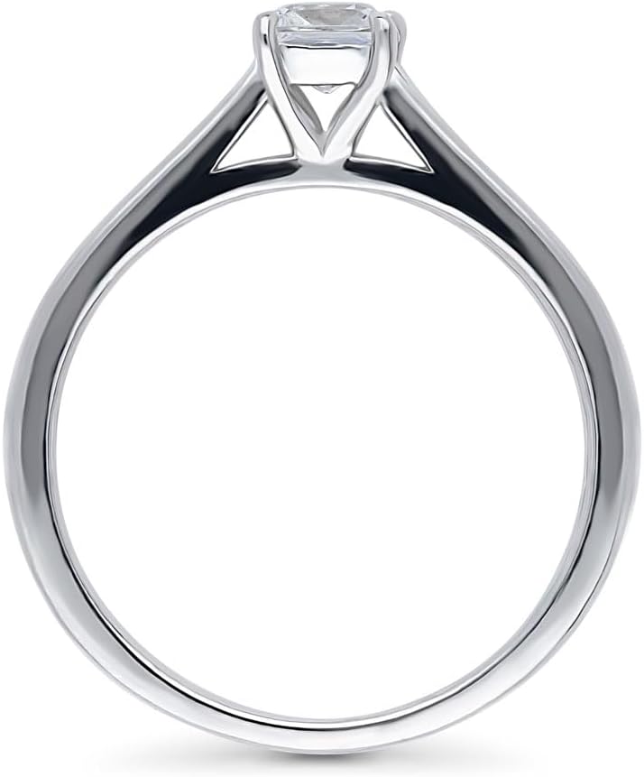 BERRICLE Sterling Silver Solitaire Wedding Engagement Promise Rings for Her, Cubic Zirconia Ring for Women - Emerald, Oval, Pear, Princess, Round Cut, Rose Gold Plated - Image 4