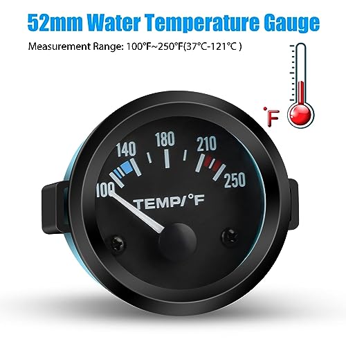 Linkstyle 12V Water Temperature Gauge, 52mm Electrical Water Coolant Temp Gauge Meter with Sensor for Car RV Truck Boat Marine - Thumbnail 5