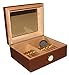 AMANCY Quality Brown Leather Handmade 25-50 Cigar Humidor,Desktop Cedar Wood Lined Cigar Storage Box with Glasstop