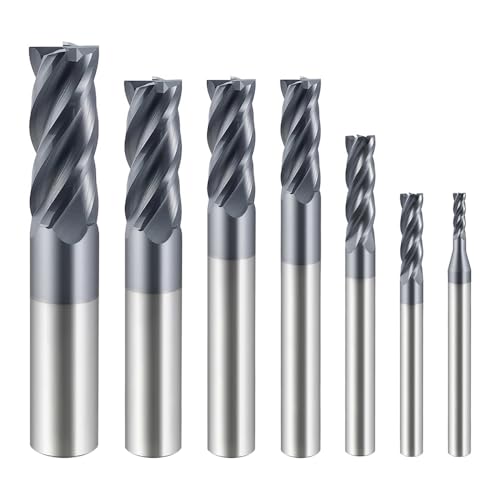 Image of 3 /8 Inch HRC55 Square End Mills-4 Flute TiALSiN Coating for Milling Alloy Steels, Hardened Steel, Metal etc.(1 Pcs)