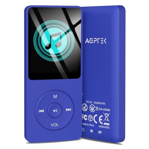 AGPTEK A02PL 64GB MP3 Player, 70 Hours Playback Lossless Sound Music Player, Supports up to 128GB(Deep Blue)