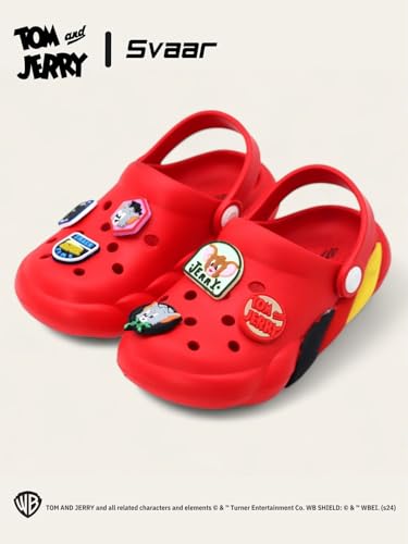 Image of SVAAR x Tom & Jerry Slingback Clog Shoes for Boys & Girls || Indoor & Outdoor Sandals Clogs for Kids with 6 Tom & Jerry Charms