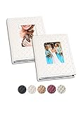 Small Photo Album 4x6 2Pack – Each 26 Clear Pockets Display 52 Pictures, Front Window Elegant Leather Cover, Little Photo Album for 4x6 Pictures, White