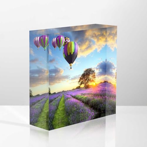 Décoration d'intérieur en acrylique motif lavande et montgolfières