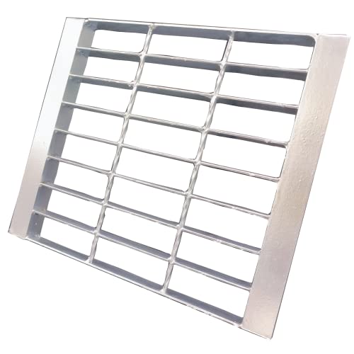 DuuMuut Galvanized Steel Drain Grate and Frame, 12x12 Outdoor Drain Cover with Base, B125 Class Channel Grate, Durable Heavy Duty Sewer Grate, Sliver Square Drainage Grate for Concrete Floor