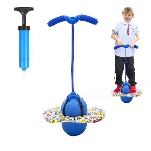 MeYuxg Pogo Stick für Kinder, Hüpfball Kinder mit Griff, 100 kg Tragfähigkeit, Hüpfstange für Kinder und Erwachsene, Sportgeräte für Gleichgewichtstraining, Sport, Abnehmen und Fettverbrennung(Blau)
