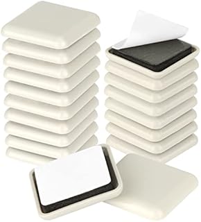 20 Pcs Teflon Furniture Sliders, 40MM Square Self-Adhesive Furniture Sliders for Carpet, Floor Protectors Furniture Mover Pads for Moving Chairs, Furniture and Kitchen Appliances