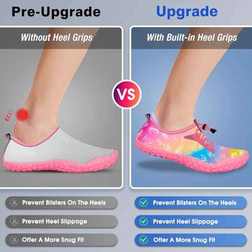 Built-in Heel Grips Water Shoes for Kids Girls Boys Hiking Wide Barefoot Swim Beach Pool Big Kid2
