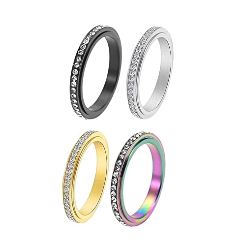 VIKANDA Thermogene Moissanite Spinner Ring, VIKANDA Spinner Ring, Thermogene Moissanite Spinner Ring, Edelstahl Diamant Spinning Ring, Lindert Stress Angst, Titanstahl Cover