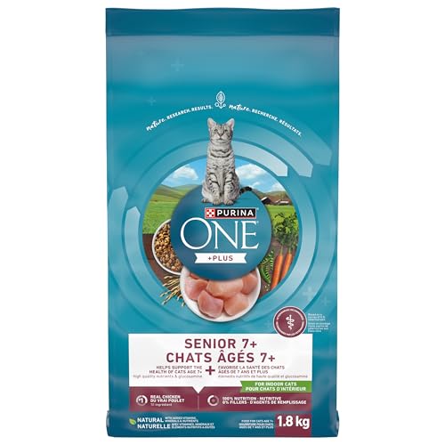 Purina ONE +Plus Senior Dry Cat Food, Chicken - 1.8 kg Bag image 1