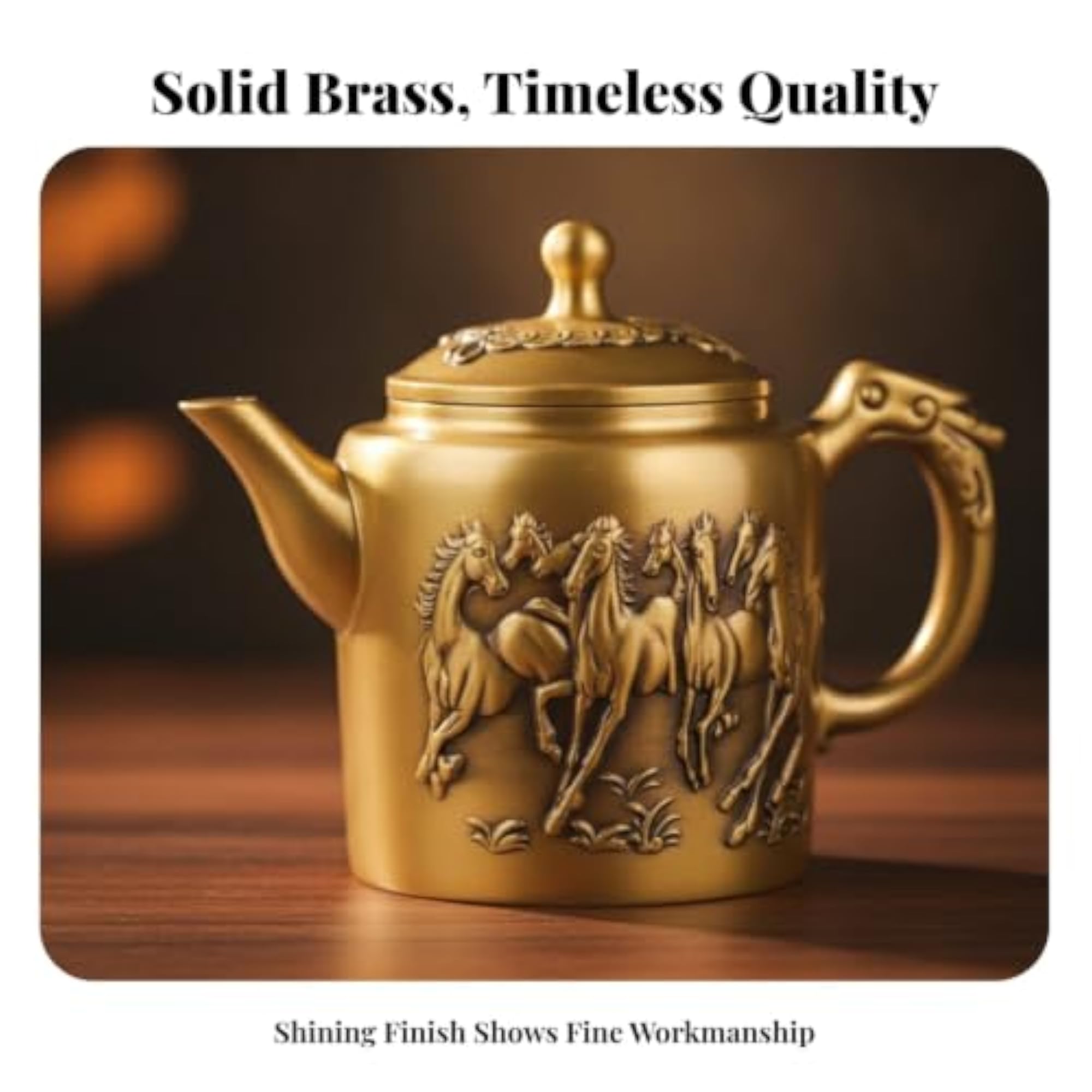 Gold-Toned Brass Teapot Ornament for Decor